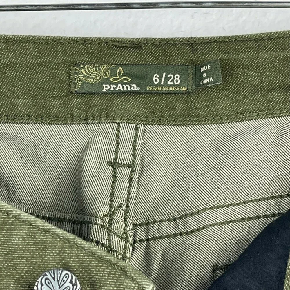 Prana Jeans Women's Size 6/28 x 31 Mid Rise Skinny Leg Stretch Denim Moss Green - Picture 8 of 9